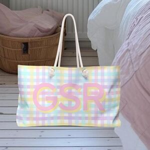 Personalized Bag, Weekender Bag, Custom Bag, Monogram Bag, Gingham Weekender Bag